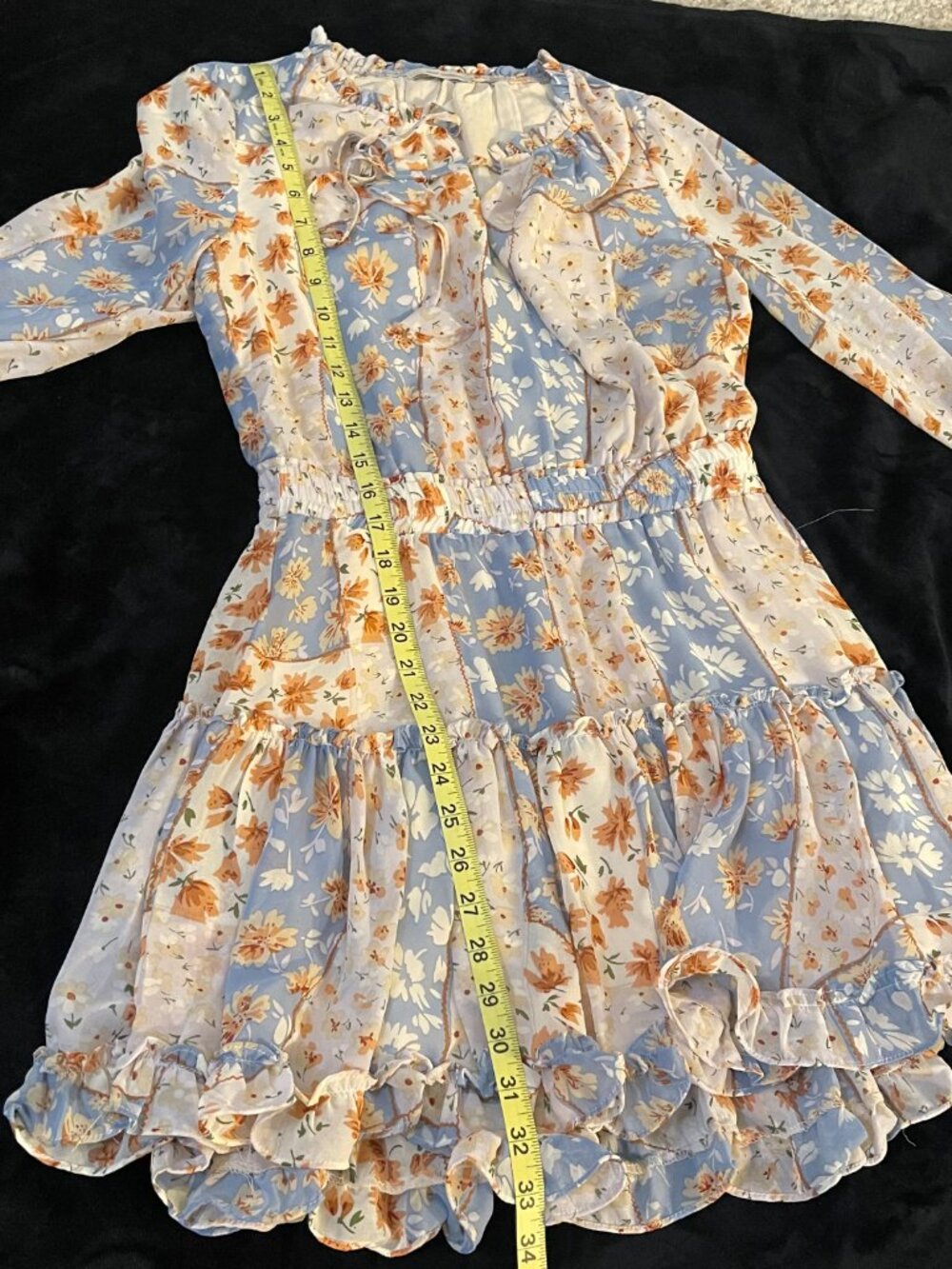 Boho Floral Cottagecore Mini Dress Romantic Ruffle Size S - Picture 5 of 10